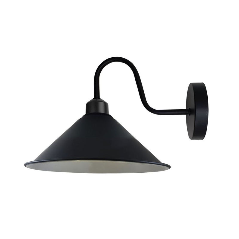 Vintage Black Wall Light Fixture, E27 Base Swan Neck Cone Shape Shade - High Quality, Dimmable - Perfect for Any Room