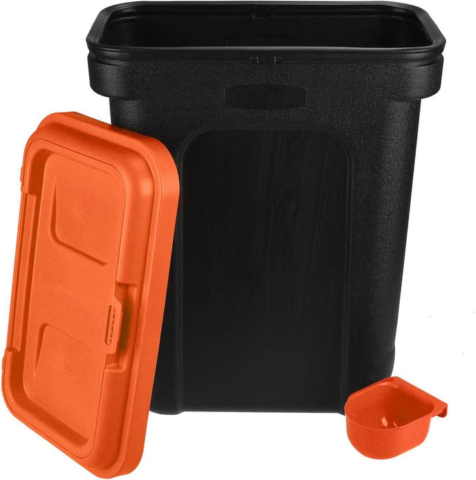 LARGE RED Pet Food Storage & Scoop - Preserve Quality, Crack-Resistant, Flip-Top Locking System