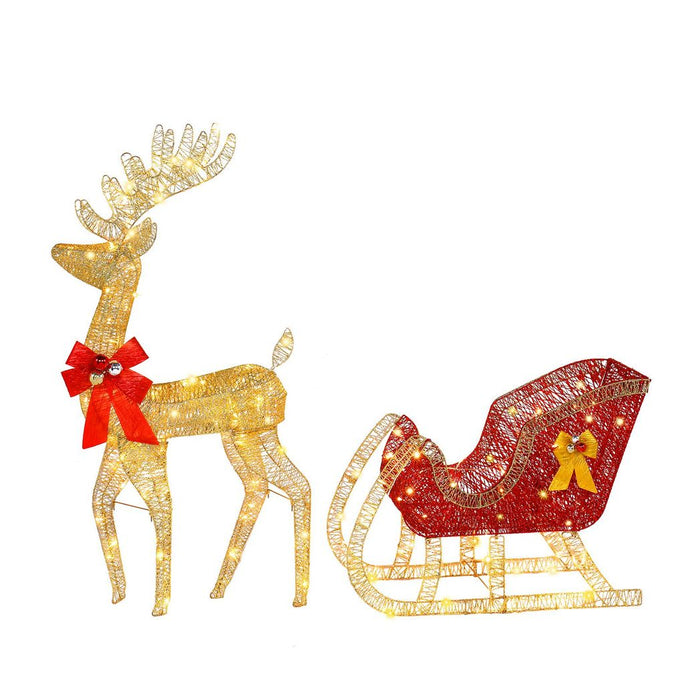 Golden Elk Deer Sled Iron Frame Cotton Thread Green Onion Powder Courtyard Elk Decoration