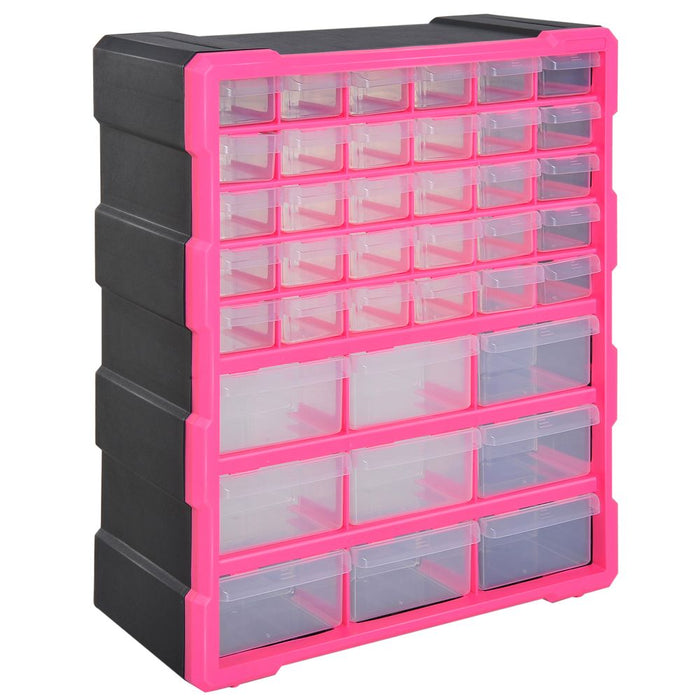 DURHAND 39 Drawer Cabinets, 47.5H cm, Plastic-Rose