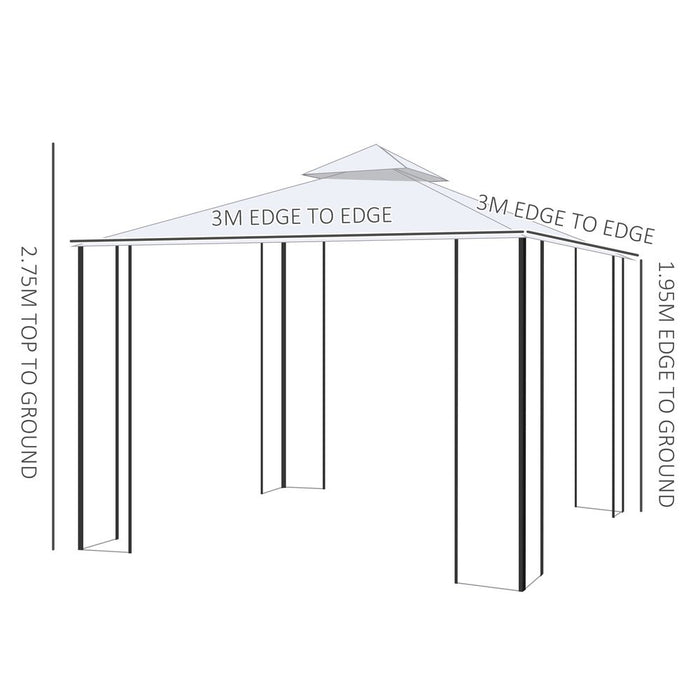 Deluxe Double Top Gazebo Canopy, Cream White Curtains, Outsunny