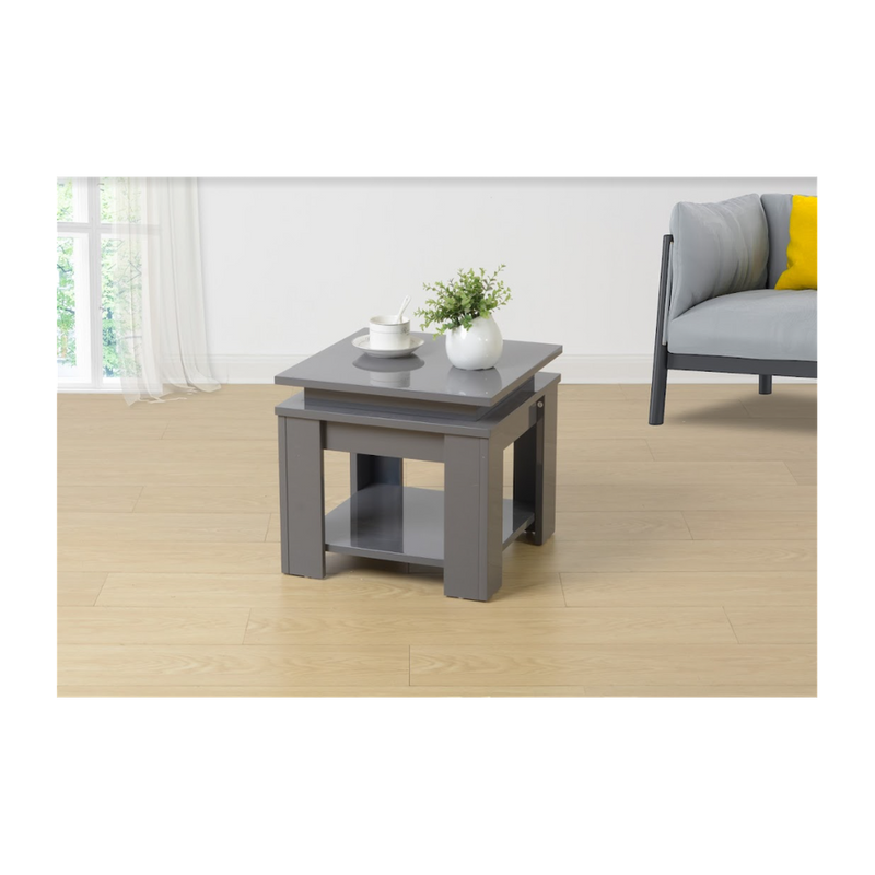 EFFULGENCE Grey Square Side Table - Blue LED Light - Premium Quality