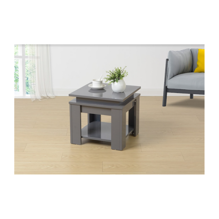 EFFULGENCE Grey Square Side Table - Blue LED Light - Premium Quality