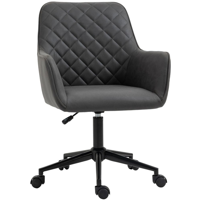 Argyle Office Chair Leather-Feel Fabric Home Study Leisure  Wheels Vinsetto