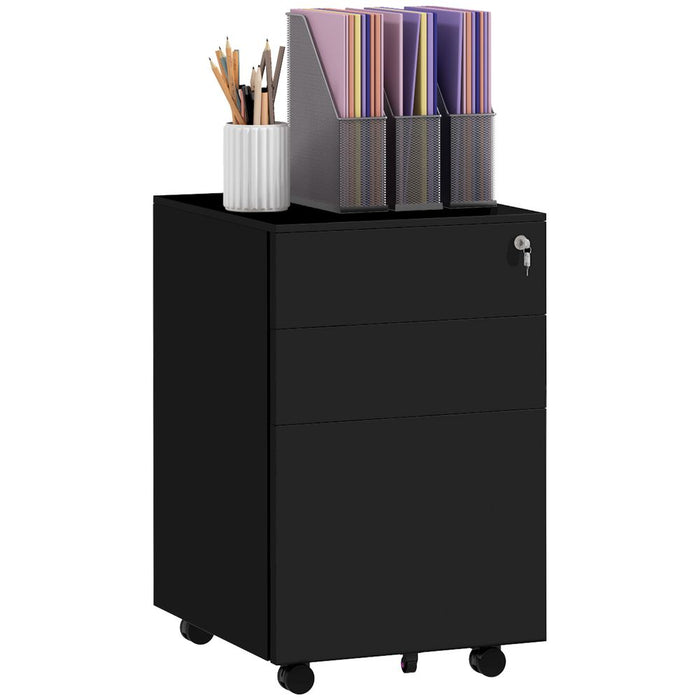 Vinsetto Steel File Cabinet with Lock Hanging Bar for Letter A4 Legal Size Black