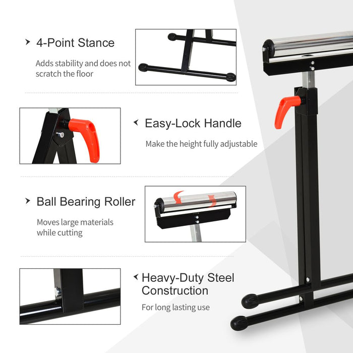 Woodworking Roller Stand | Adjustable Support for Wood Work | HOMCOM