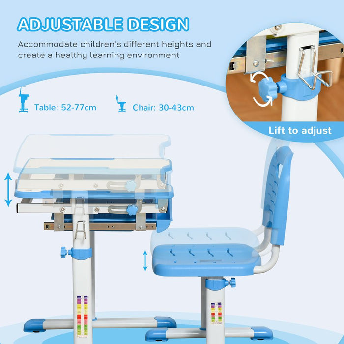 Adjustable Kids Desk & Chair Set with Drawer | Ergonomic & Sturdy | Ideal for Ages 6-12