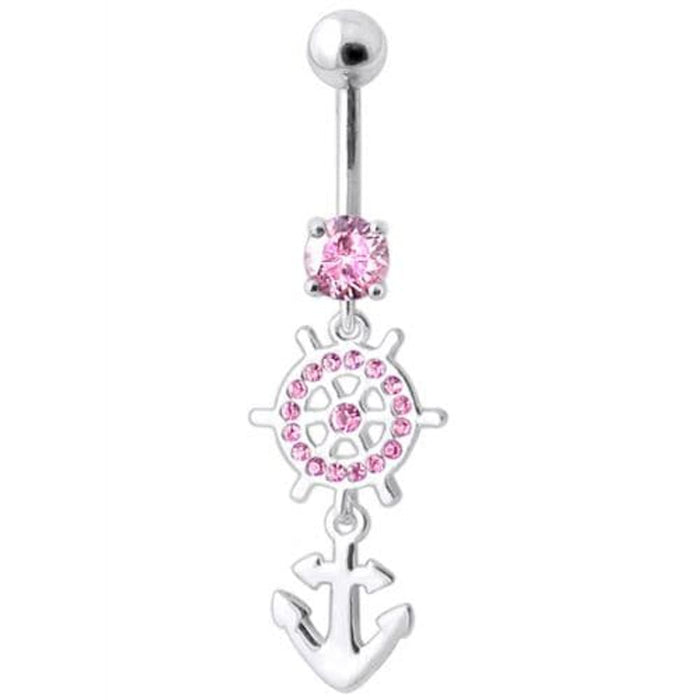 Ship Helm with Anchor Navel Belly Ring