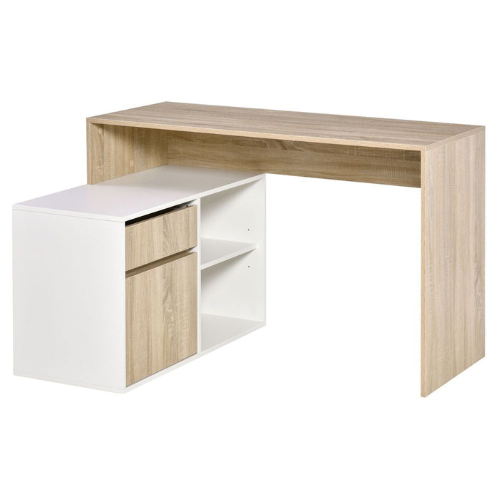 L-Shaped Corner Computer Desk - Oak and White