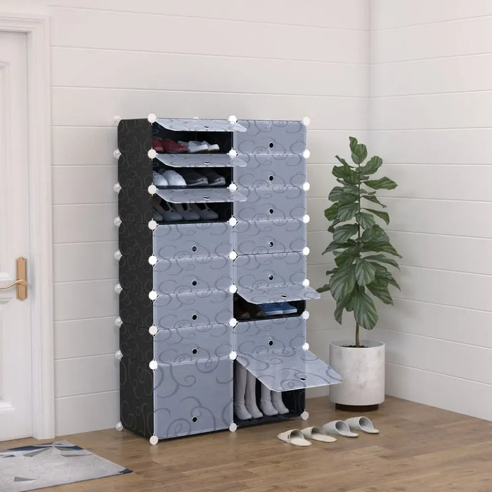 Large 16-Cube DIY Shoes Rack Portable Interlocking Plastic Cabinet Bedroom