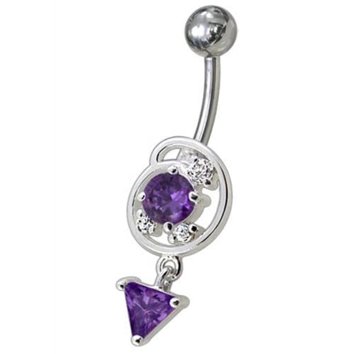 Silver Fancy Dangling Belly Navel Ring