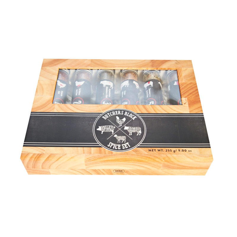 Butchers Block | 6 XL Glass Tubes Spice Gift Set | BBQ Masters Treat