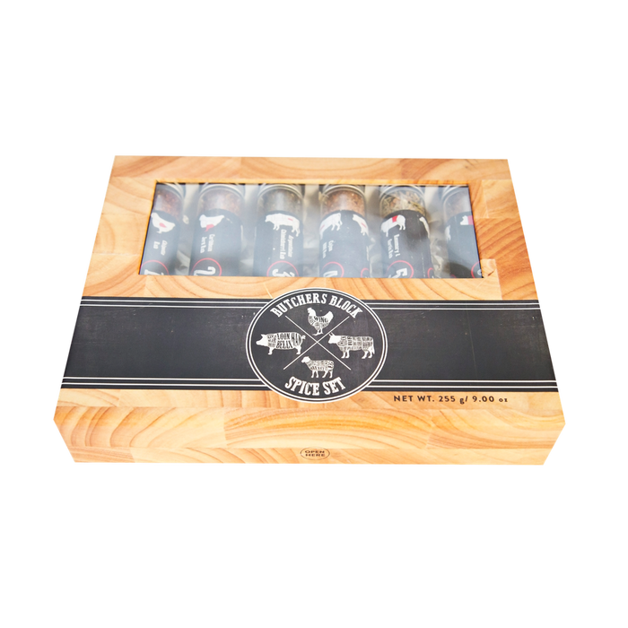 Butchers Block | 6 XL Glass Tubes Spice Gift Set | BBQ Masters Treat