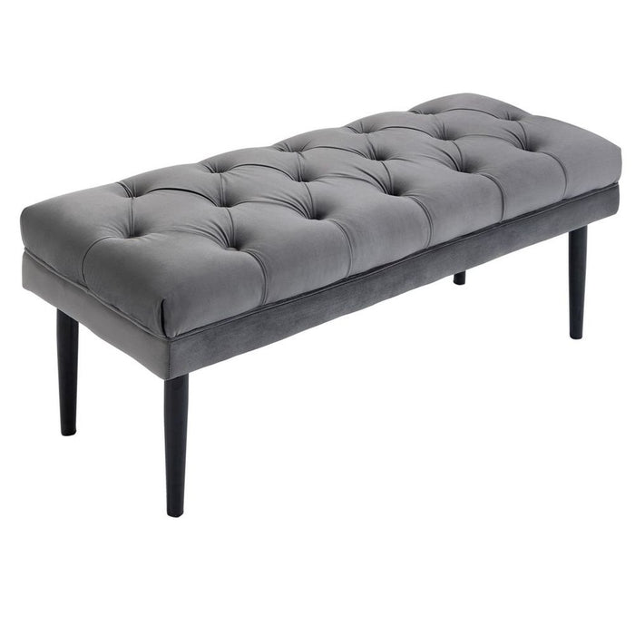 Bed End Bench Button Tufted Upholstered Window Seat for Living Room Grey