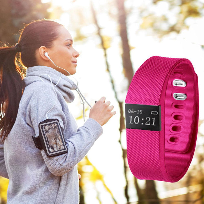 Bas-Tek Pulse Fitness Tracker Watch - Heart Rate Monitor, Pink - High Quality, Easy-to-Use - 15 day Battery Life - Bluetooth