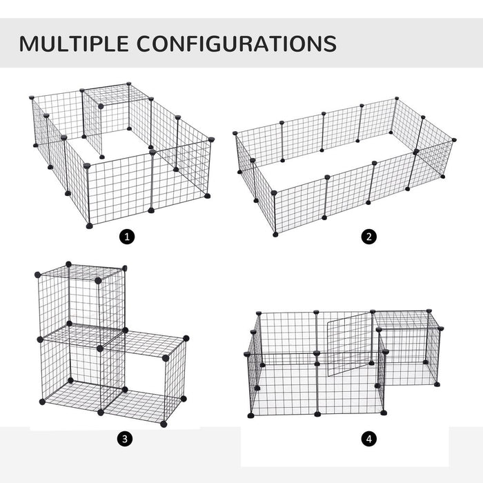 Pawhut DIY Pet Playpen Metal Wire Fence 12 Panel Enclosure Indoor Outdoor Guinea Pig Rabbit Small Animals Cage, Black