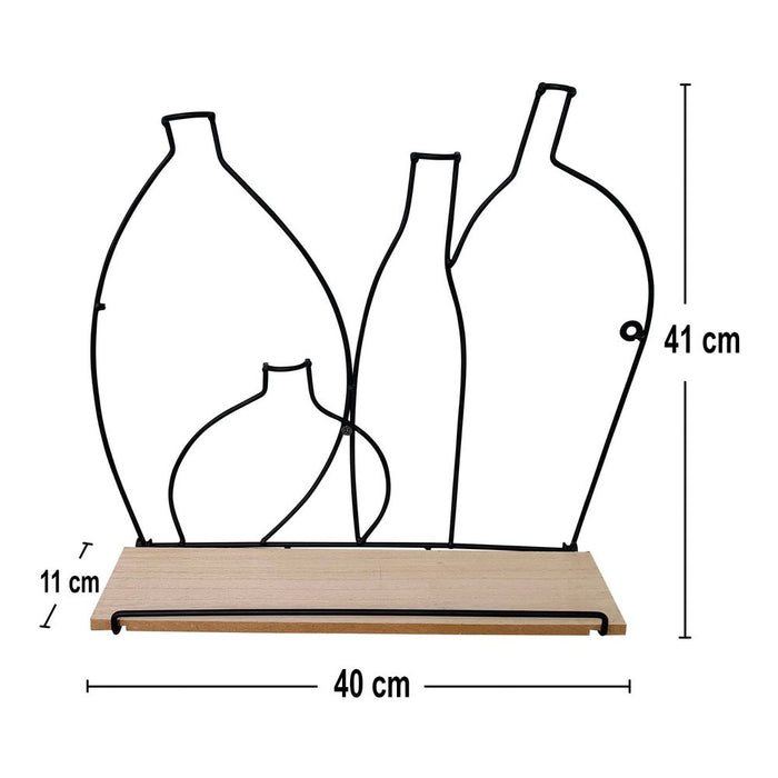 Premium Wire Bottle Shelf w/ 4 Hooks - Best Quality & Stylish Design - Perfect for Any Culinary Area - 40x34.5cm - SKU: WF2508