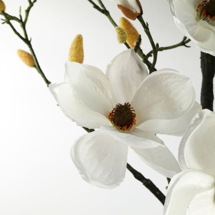 High Quality 110cm Magnolia Artificial Tree | White Potted | Silk Flowers & Wired Stems