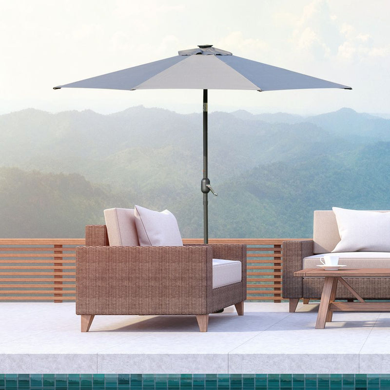 Outsunny 24 LED Solar Parasol Umbrella - UV Resistant, Energy Efficient Lighting - Perfect for Patio and Backyard