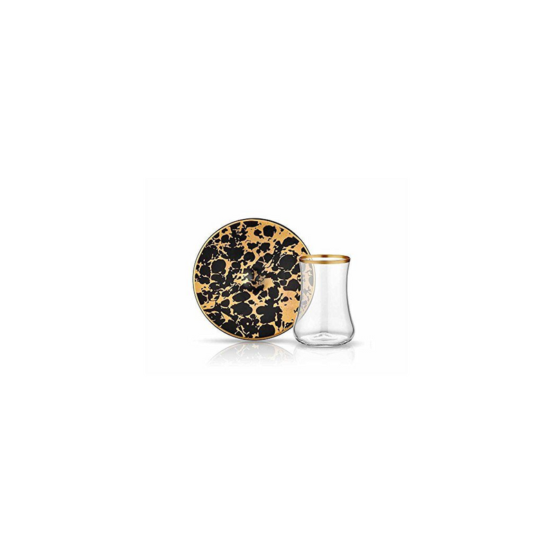 DERVISH EBRU TEA SET MAT GOLD BLACK