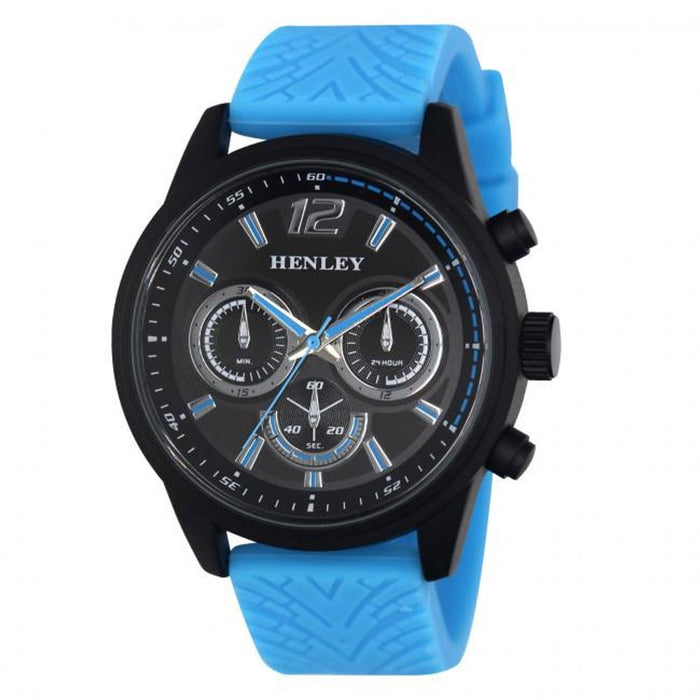 Henley Men's Black Dial Blue Sports Strap Watch - High Quality, Stylish, Eye-Catching Design - Limited Stock!