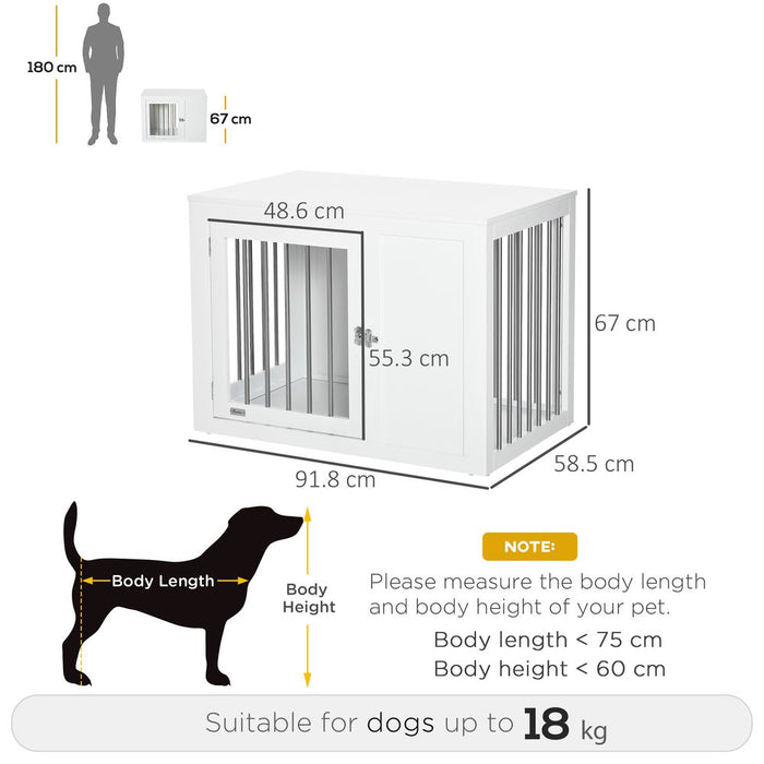 PawHut Furniture Style Dog Crate with Two Doors, End Table Pet Cage Kennel with Locks, for Medium Dogs - White