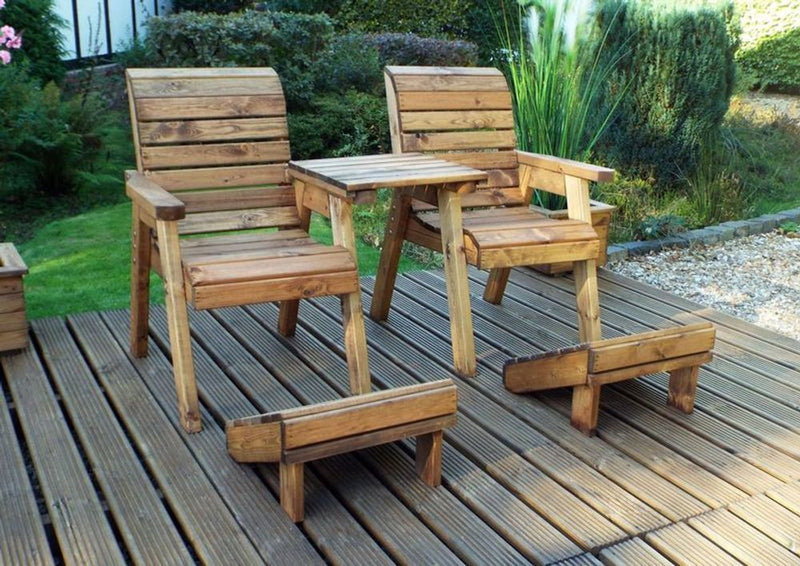 Charles Taylor Deluxe Lounger Set - Classic English Design, 2 Armchairs, Removable Tray & 2 Footstools, Made in Britain