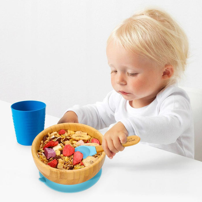 BPA-FREE BAMBOO BOWL & SPOON SET - Anti-slip, Easy-to-clean - Ideal for Kids - Best Quality!