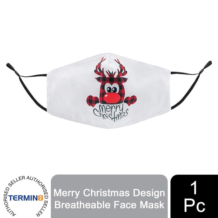 Termin8 Unisex Face Mask Printed Christmas Design, Lightweight & Breathable