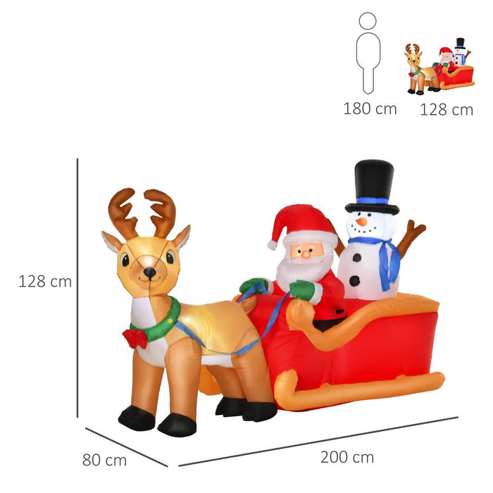 4ft Christmas Inflatable Santa Claus on Sleigh Deer LED Lighted Indoor Outdoor