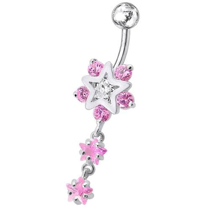 Fancy Jeweled Star Dangling Belly Ring