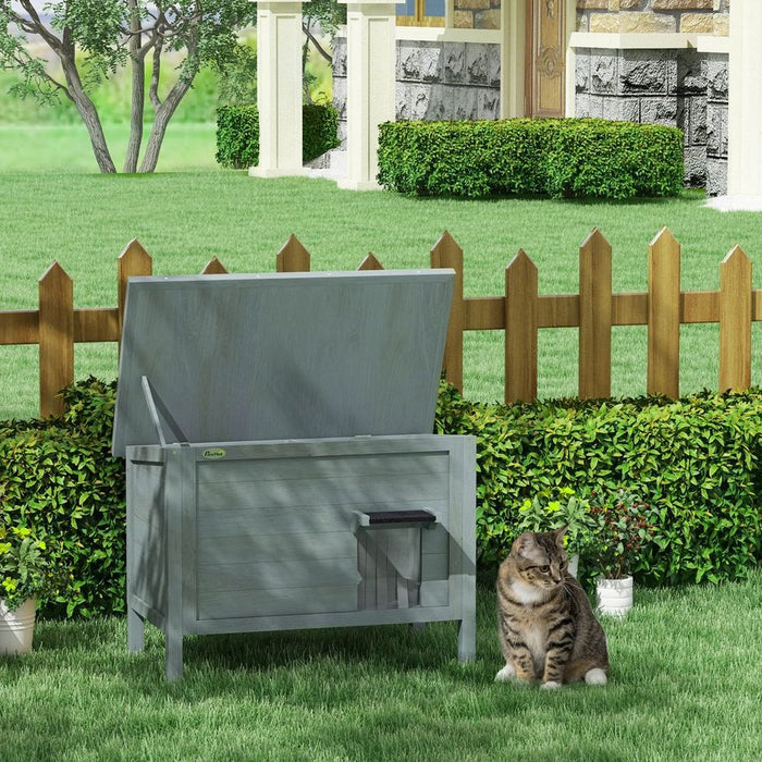 PawHut Insulated Outdoor Cat House - Charcoal Grey