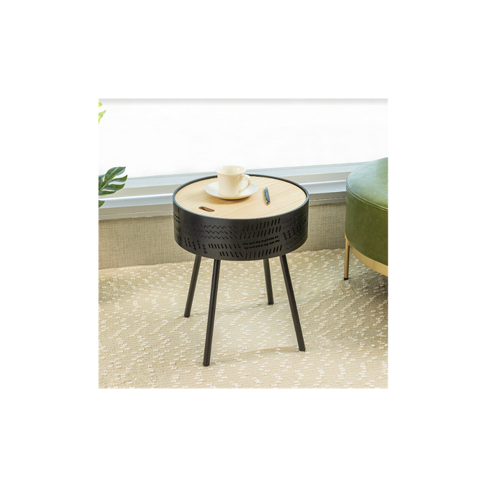 Slender Lift Top Round Side Table - Black, 38.5 x 38.5 x 45cm - High Quality