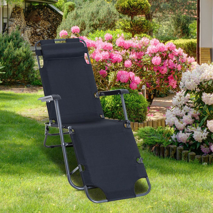 Portable Foldable Camping Chair with Adjustable Back & Pillow - Outdoor Lounger