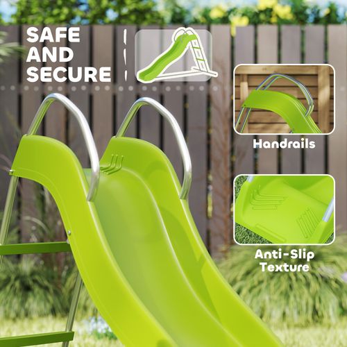 AIYAPLAY Freestanding Garden Wavy Slide for Kids with Climbing Ladder, Green