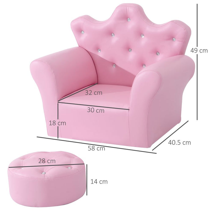 Premium Pink Kids Sofa Set - Free Footstool Included - High-Quality PU Leather - Trusted Seller