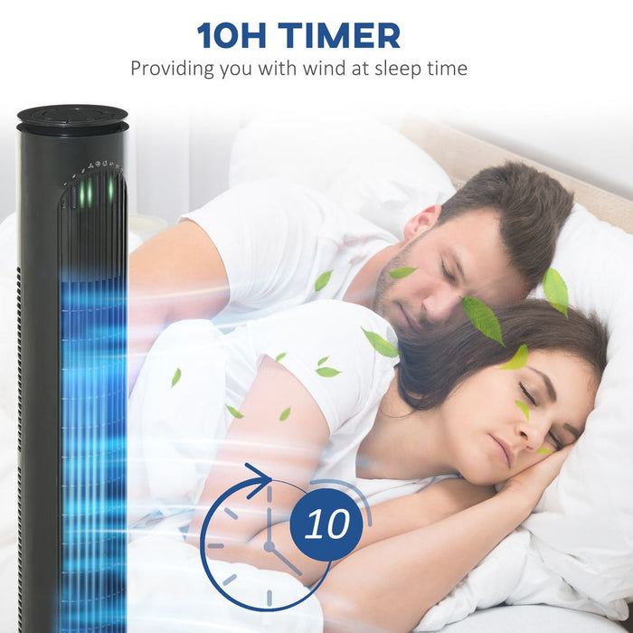 Powerful Tower Fan, 3 Speeds, 3 Modes, Timer, Oscillation, Remote Control - Dark Grey