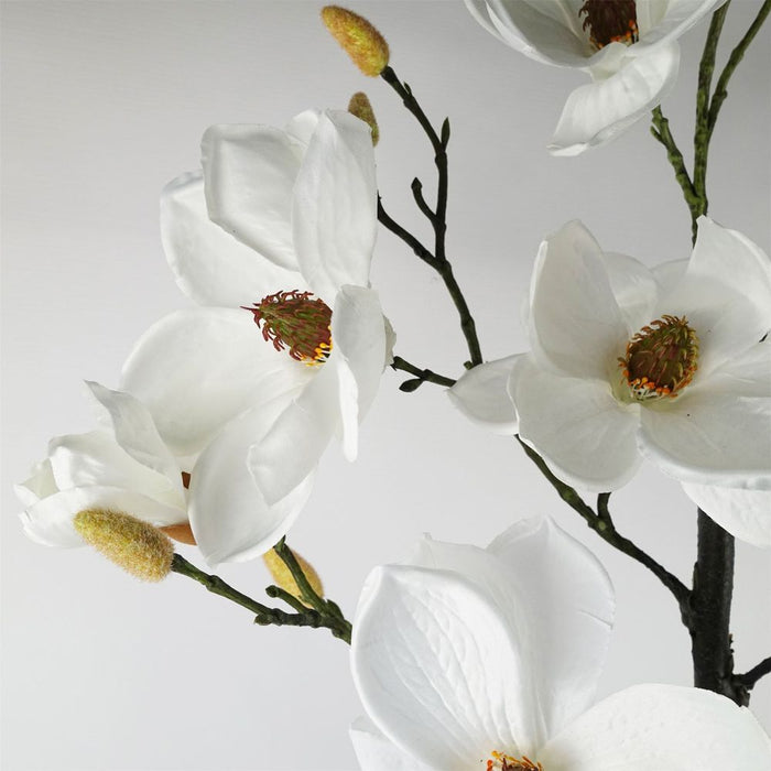 High Quality 110cm Magnolia Artificial Tree | White Potted | Silk Flowers & Wired Stems