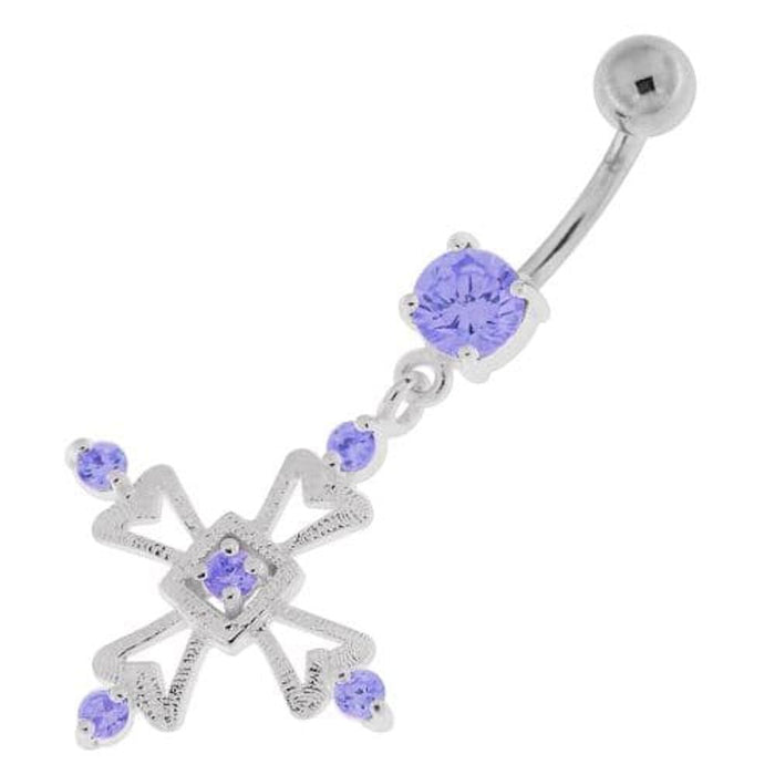 Jeweled Irish Cross Navel Belly Button Ring