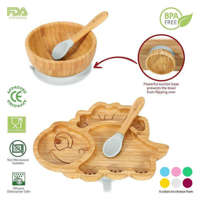 VINSANI Bamboo Dinosaur Plate Set - BPA-Free & Non-Slip