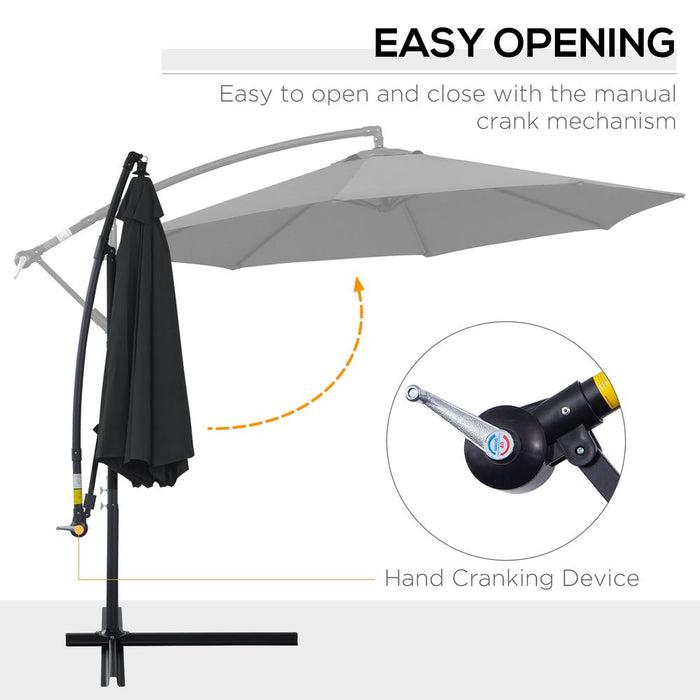 Outsunny 3m Cantilever Garden Parasol with Crank & Base - Extend Patio Time with Style