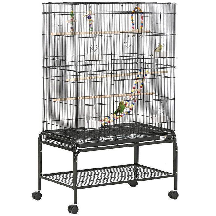 Deluxe Bird Cage: Spacious & Fun With Stand, Wheels, Toys - Ideal for Budgies, Finches, Parakeets