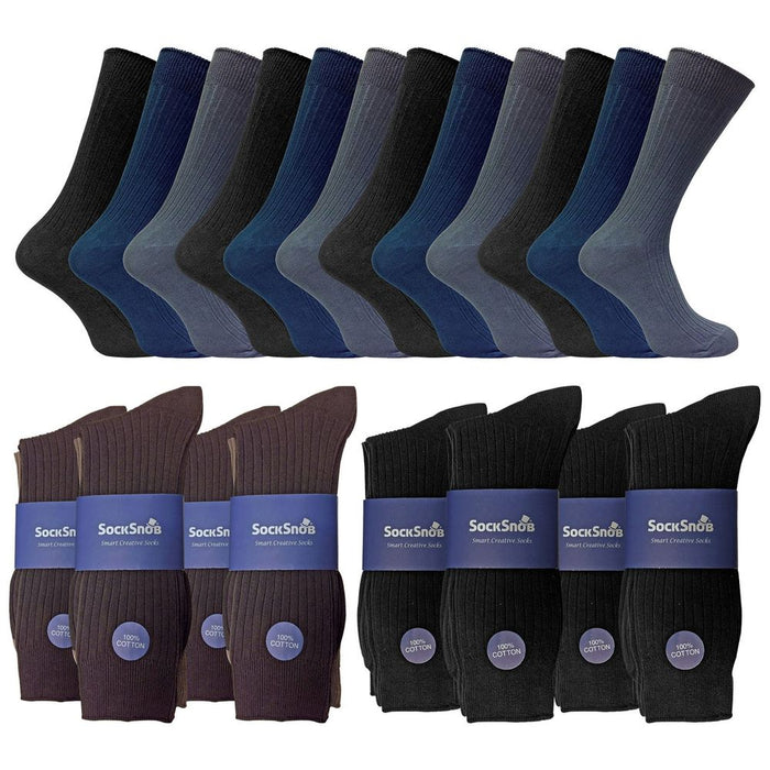 Premium 100% Cotton Socks - 12 Pairs