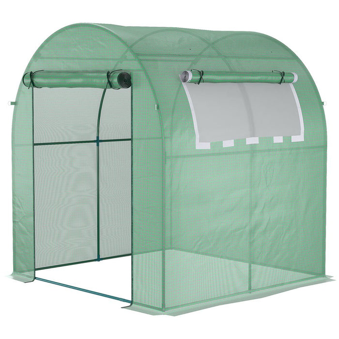 Year-Round Polytunnel Greenhouse | Extend Growing Season | Steel Frame | Roll-Up Doors & Window | UV Protection | 1.8x1.8x2m