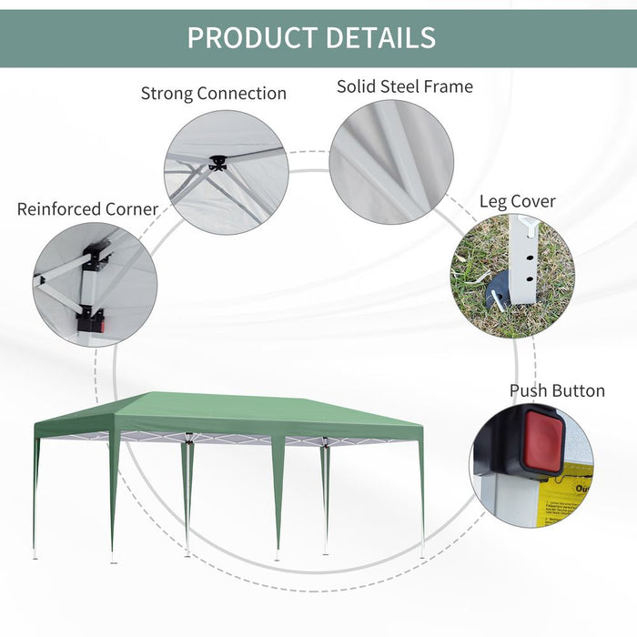 Pop Up Gazebo, Double Roof Foldable Canopy Tent, Green Heavy Duty