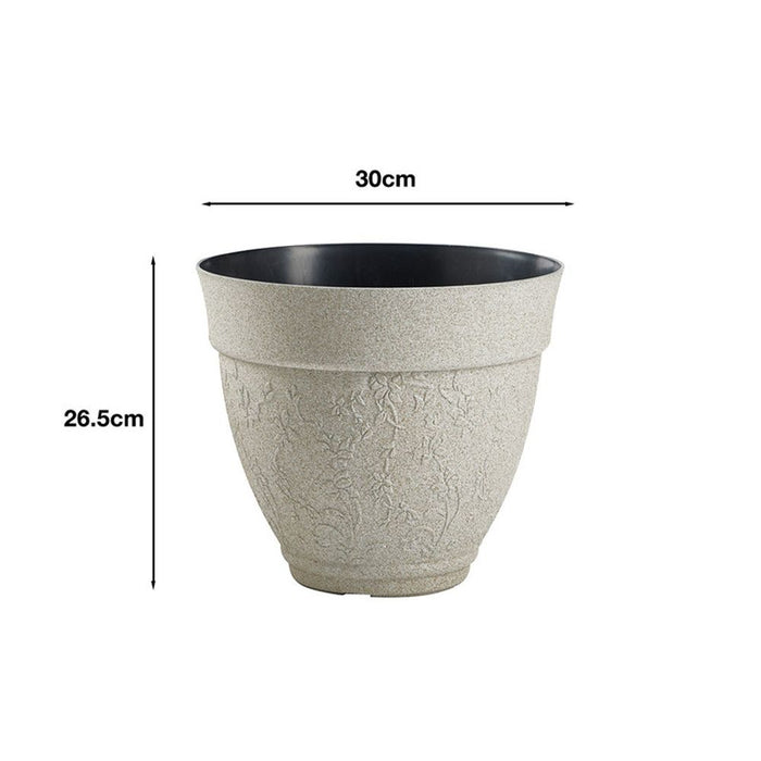 Pack of 3 Floral Sandstone effect Planters