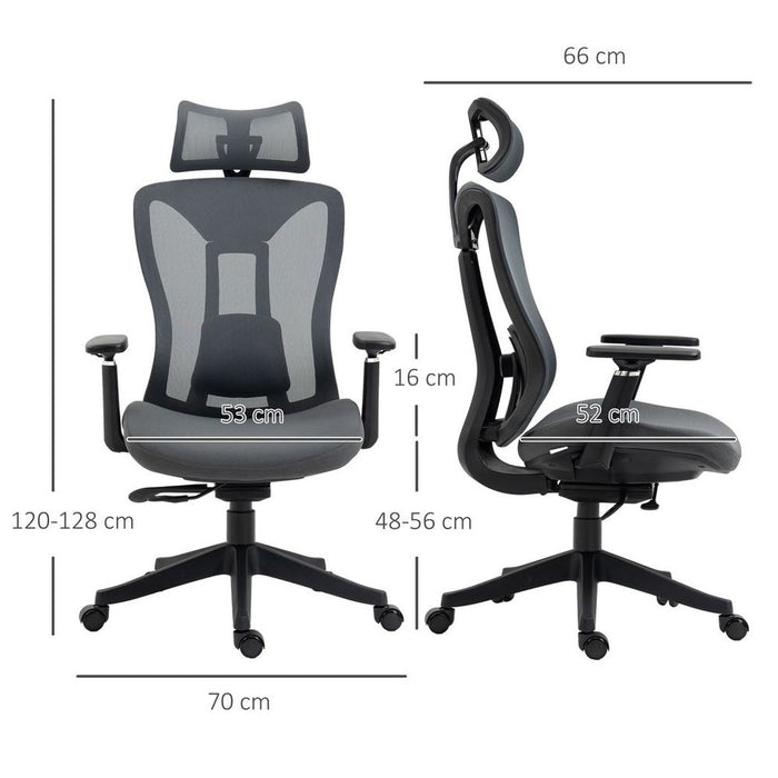 Vinsetto Mesh Office Chair for Home with Lumbar Support, Sliding Seat, 3D Arm