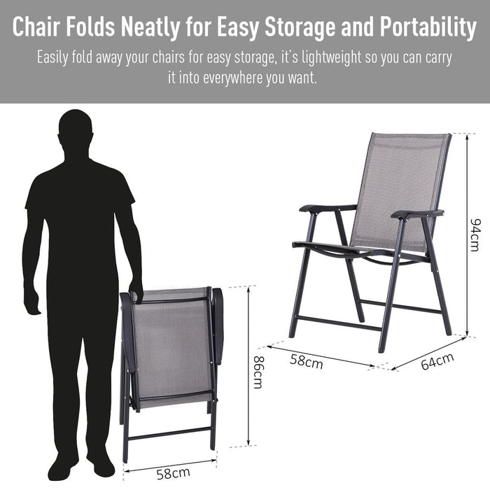 Outsunny Garden Armchairs - 2 PCS Grey Folding Outdoor Patio Furniture - Modern Design - High Quality