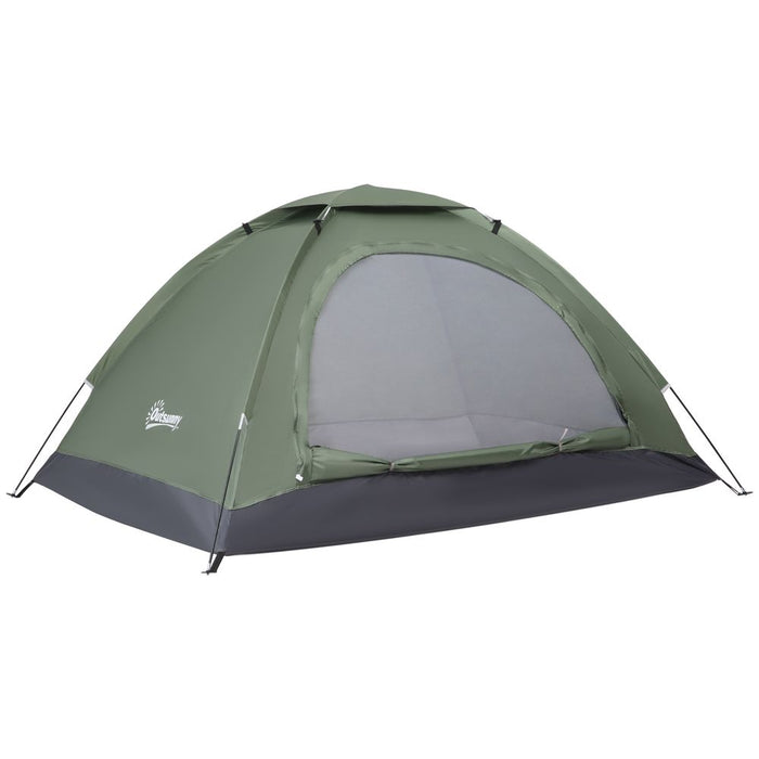 Outsunny Camping Tent 2 Person Dome w/ Storage Pocket - Dark Green