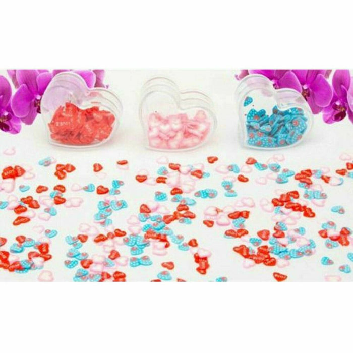 3-Pack Nail Pot Art Hearts: Pink/Red/Blue - Love - Nail Accessories for Manicure - High Quality